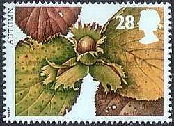 Timbre: Les fruits de l'automne : noisettes