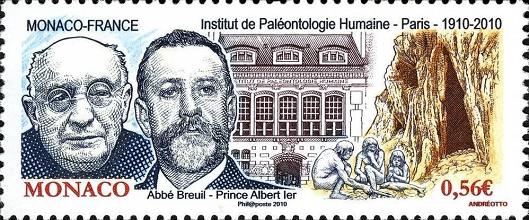 Timbre: France-Monaco, Institut de Pal&eacute;ontologie Humaine, Paris