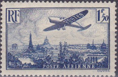 Timbre: Avion survolant Paris