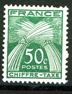 Timbre: Type gerbes -chiffre taxe  -