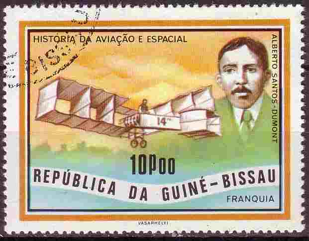 Timbre: Histoire de l'aviation et spatiale. Santos Dumont