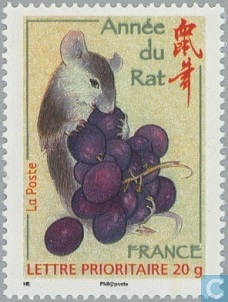 Timbre:  Nouvel an chinois - Ann&eacute;e du rat