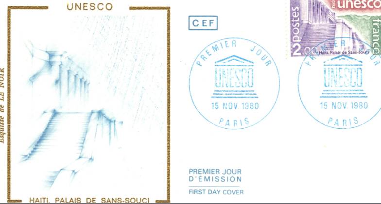 Timbre: 1er jour - Unesco Haiti Palair de sans souci