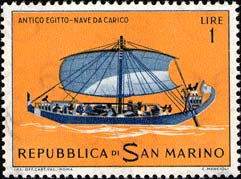 Timbre: Bateau pour marchandise de l'ancien Egypt