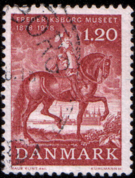 Timbre: Mus&eacute;e Frederiksborg 1878 - Roi Christian IV &agrave; cheval