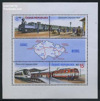 Timbre: Trains en 1900 et 2009   Le Bloc