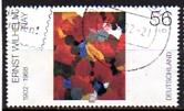 Timbre: Plume jaune en rouge